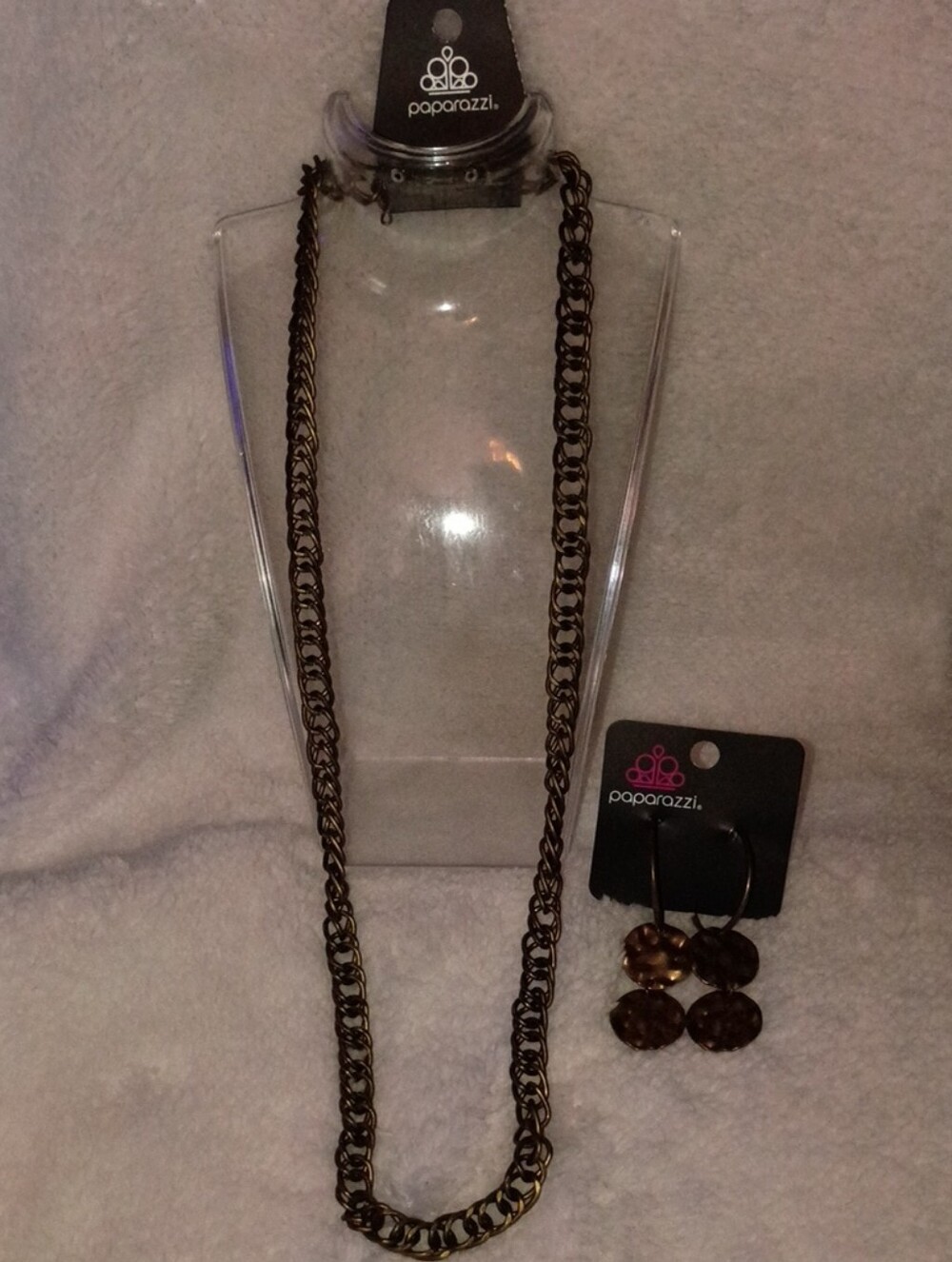paparazzi Antique Bronze Double-Link Chain Necklace with Dangle Earrings